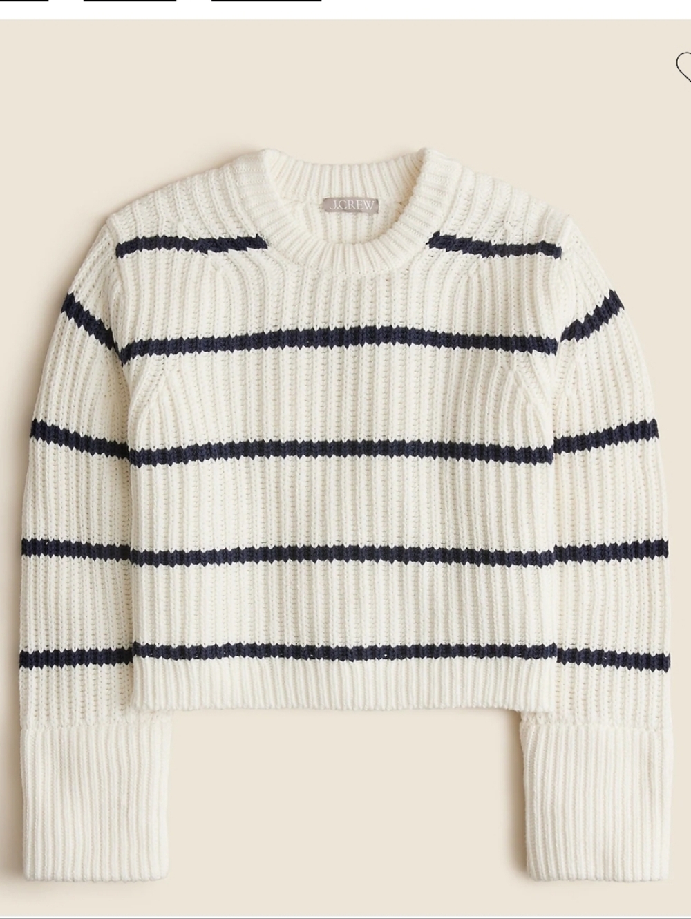 J. Crew Heritage Cotton Fisherman Crewneck Sweater Medium Navy Stripe